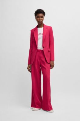 Wide-leg trousers in stretch fabric, Pink