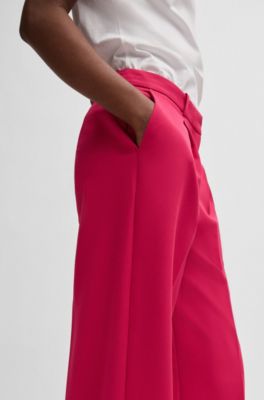 Wide-leg trousers in stretch fabric, Pink