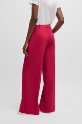 Wide-leg trousers in stretch fabric, Pink