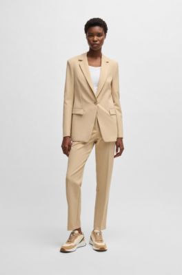 Fitted blazer in stretch fabric, Light Beige