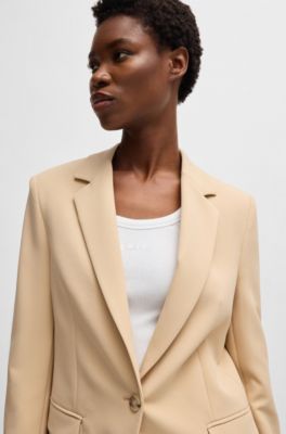 Fitted blazer in stretch fabric, Light Beige