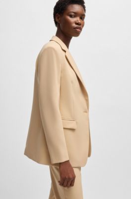 Fitted blazer in stretch fabric, Light Beige