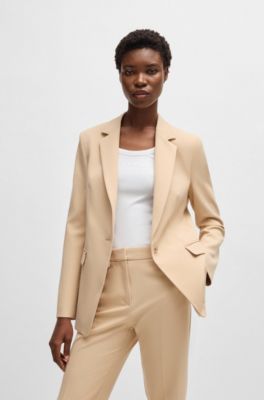 Fitted blazer in stretch fabric, Light Beige