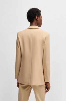 Fitted blazer in stretch fabric, Light Beige