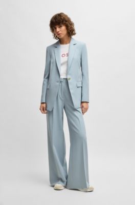 Fitted blazer in stretch fabric, Blue