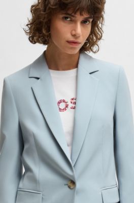 Fitted blazer in stretch fabric, Blue