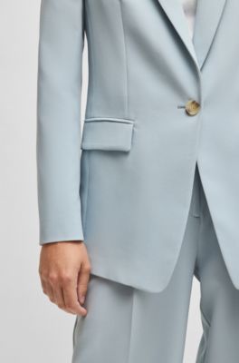 Fitted blazer in stretch fabric, Blue