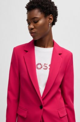 Fitted blazer in stretch fabric, Pink