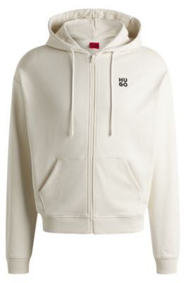 大人気定番商品 HUGO - stacked embroidered with hoodie zip-up Cotton-terry デュエルマスターズ