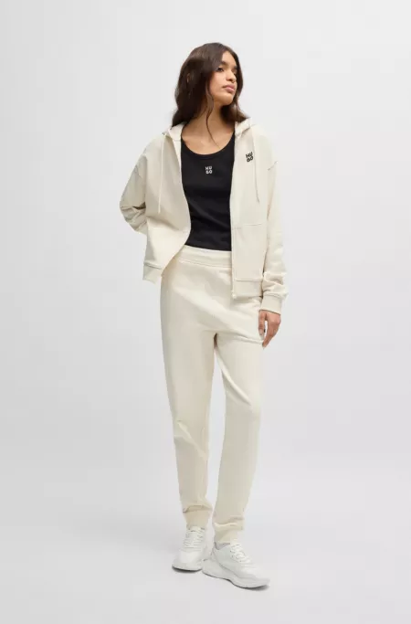 Cotton-terry zip-up hoodie with stacked-logo embroidery