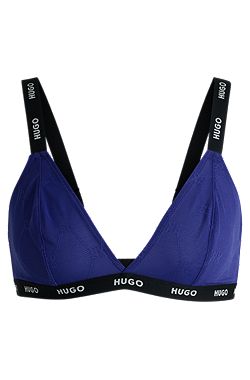 Signature-lace triangle bra with logo details