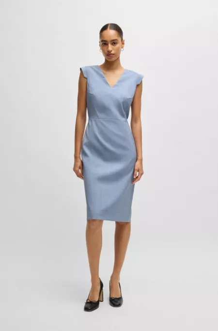 Bodycon business dress in checked wool