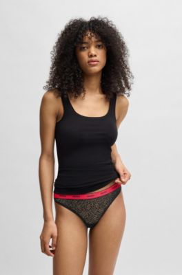 Lot de trois strings en dentelle stretch, Noir