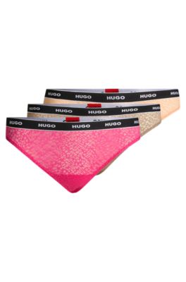 Paquete de tres tangas de encaje el&aacute;stico, Fantas&iacute;a