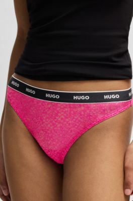 Three-pack of thongs in stretch lace, Patterned