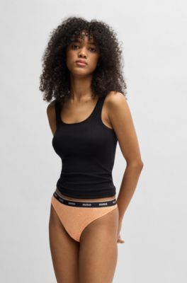 Three-pack of thongs in stretch lace, Patterned