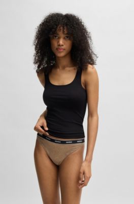 Three-pack of thongs in stretch lace, Patterned