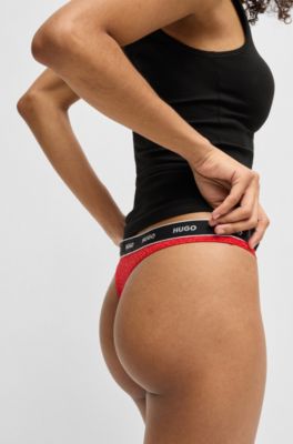 Three-pack of thongs in stretch lace, Patterned