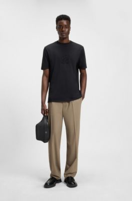 T-shirt en jersey de coton avec logo appliqu&eacute;, Noir