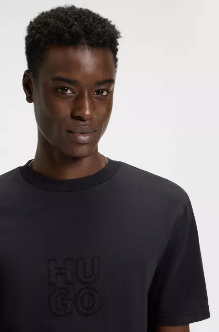 Cotton-jersey T-shirt with logo appliqué