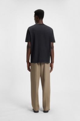 T-shirt en jersey de coton avec logo appliqu&eacute;, Noir