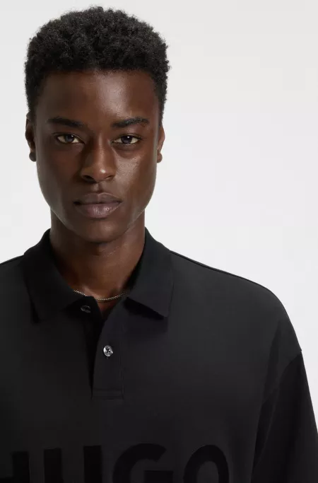 Oversize-fit polo shirt in cotton with tonal logo