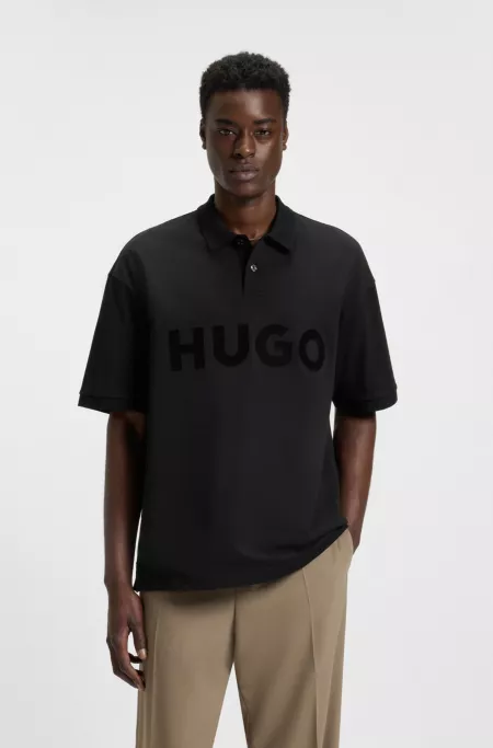 Oversize-fit polo shirt in cotton with tonal logo