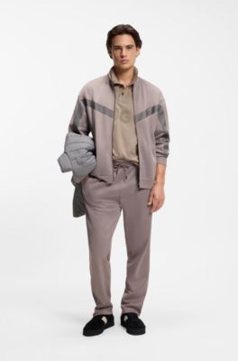 Oversize-fit polo shirt in cotton with tonal logo, Light Brown