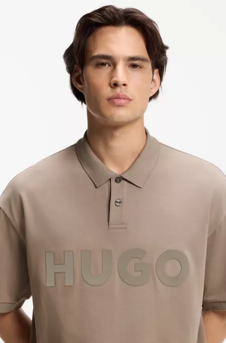 Oversize-fit polo shirt in cotton with tonal logo
