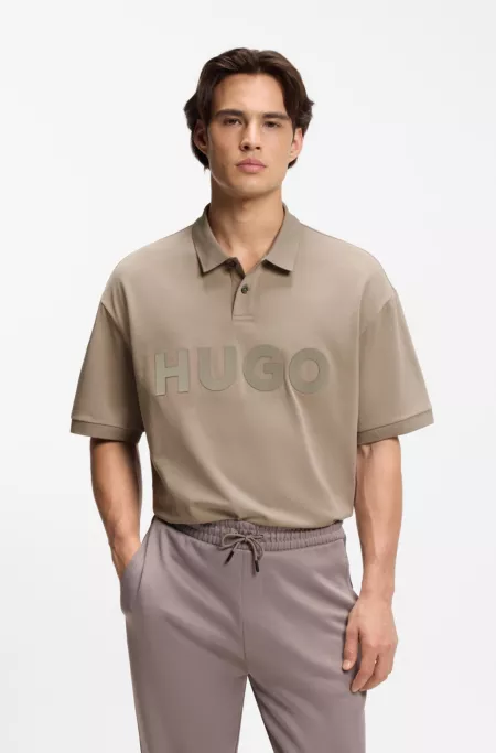 Oversize-fit polo shirt in cotton with tonal logo
