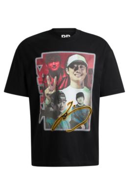 Cotton-jersey fanwear T-shirt with special artwork and branding, Black