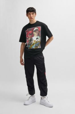 Cotton-jersey fanwear T-shirt with special artwork and branding, Black