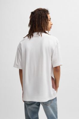 Camiseta oversize fit de algod&oacute;n con ilustraci&oacute;n con car&aacute;cter, Blanco