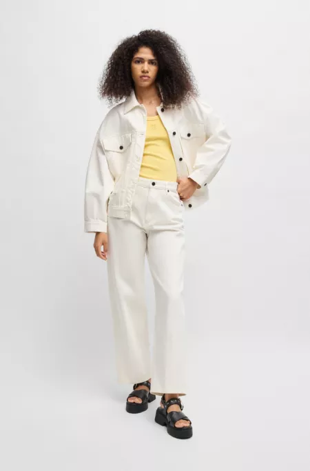 Oversize-fit jacket in white rigid denim