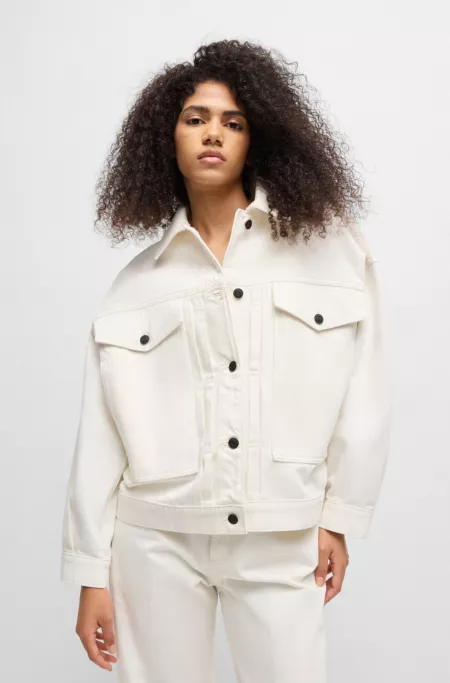 Oversize-fit jacket in white rigid denim