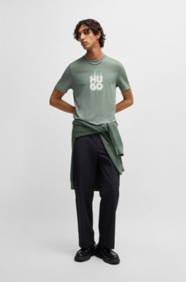 Camiseta de punto de algod&oacute;n con logo ahumado apilado, Cal