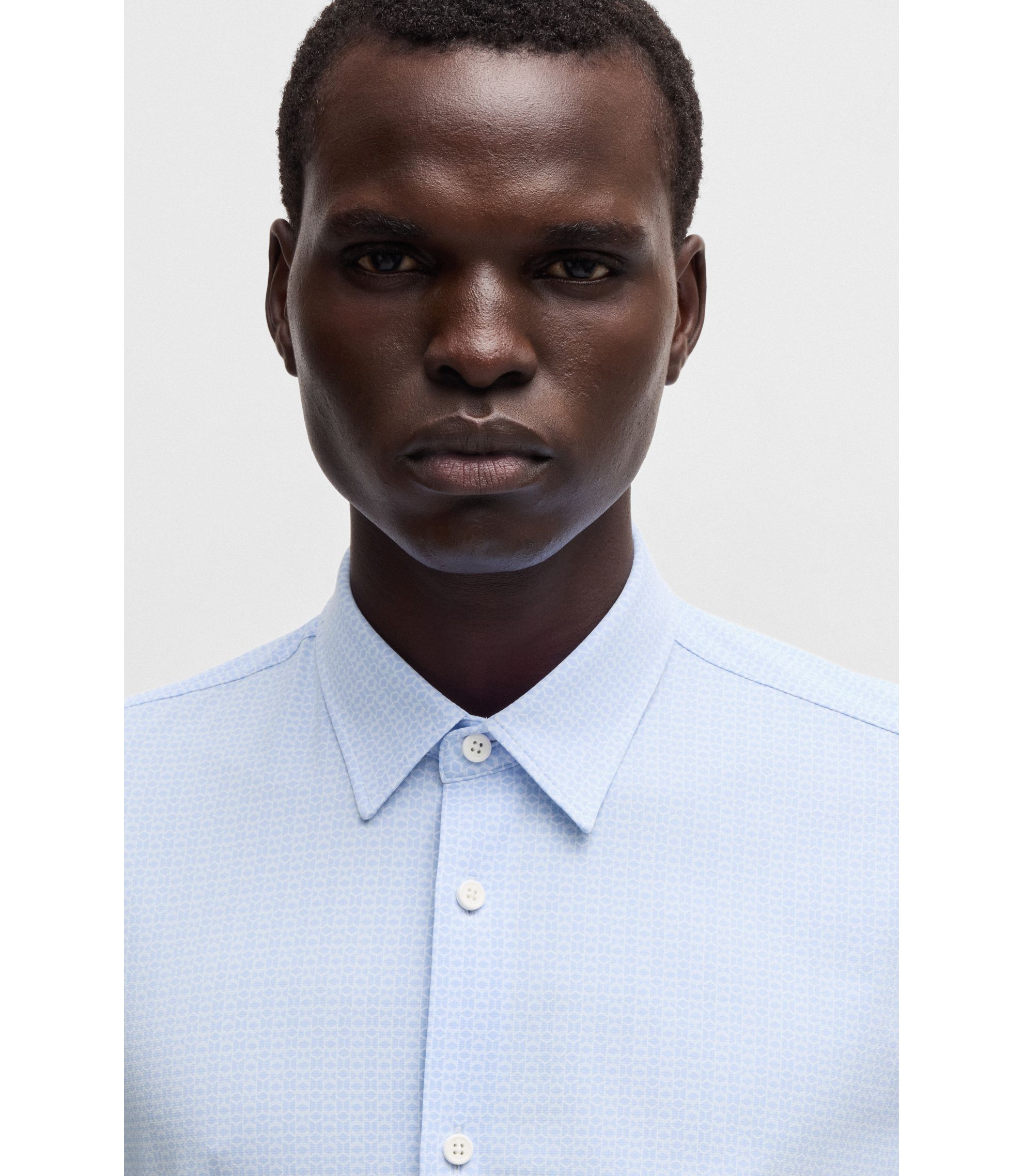 BOSS - Slim-fit shirt in printed performance-stretch jersey