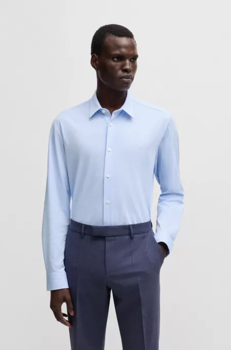 Slim-fit shirt in printed performance-stretch jersey