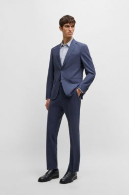 Slim-fit shirt in printed performance-stretch jersey, Light Blue