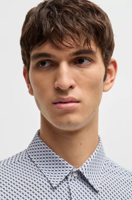 Slim-fit shirt in printed performance-stretch jersey