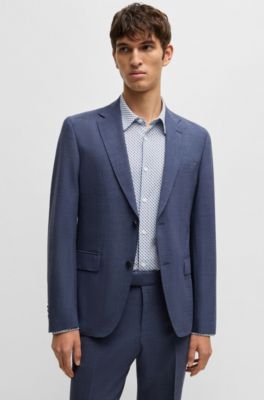 Slim-fit shirt in printed performance-stretch jersey, Light Blue