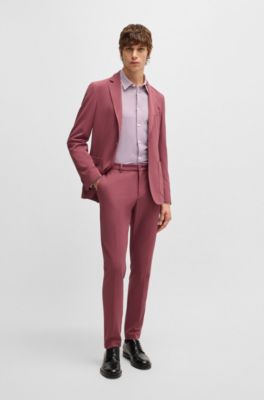 Slim-fit shirt in printed performance-stretch jersey, Pink