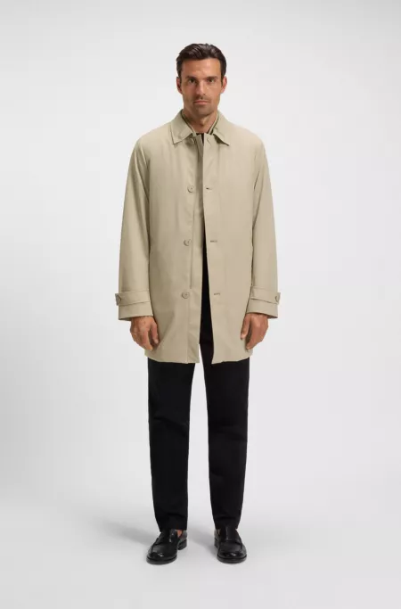 Travel-friendly stretch-softshell coat with detachable inner gilet