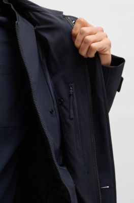 Manteau en softshell stretch avec int&eacute;rieur amovible, id&eacute;al pour voyager, Bleu fonc&eacute;