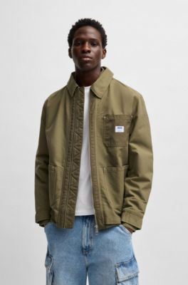 Relaxed-fit padded jacket in cotton with ribbed trims, Light Green