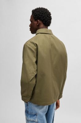 Relaxed-fit padded jacket in cotton with ribbed trims, Light Green