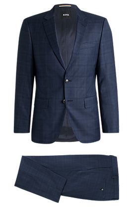 Slim-fit suit in checked wool and silk