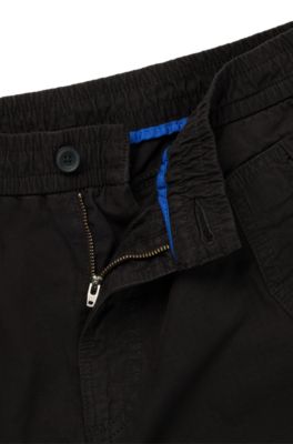 Baggy-fit cargo trousers in ripstop cotton, Black