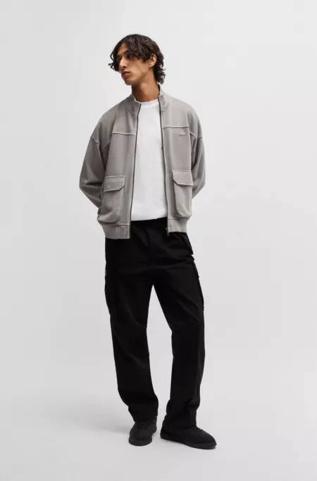 Baggy-fit cargo trousers in ripstop cotton