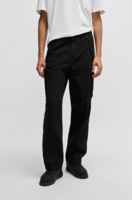Baggy-fit cargo trousers in ripstop cotton, Black